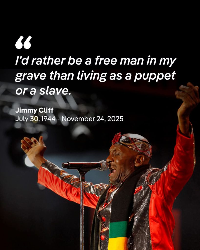 Jimmy Cliff, the Jamaican music legend who helped spread the influence of reggae around the world, has died aged 81. FB IMG 1764050892326